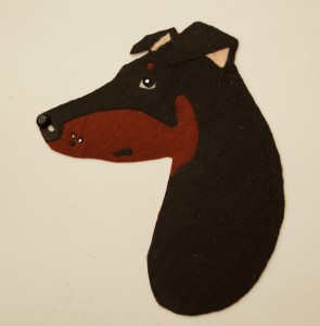 Manchester Terrier felt aplication for self-assembly 