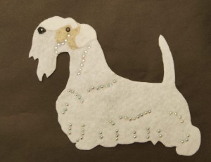 Sealyham Terrier felt aplication for self-assembly 